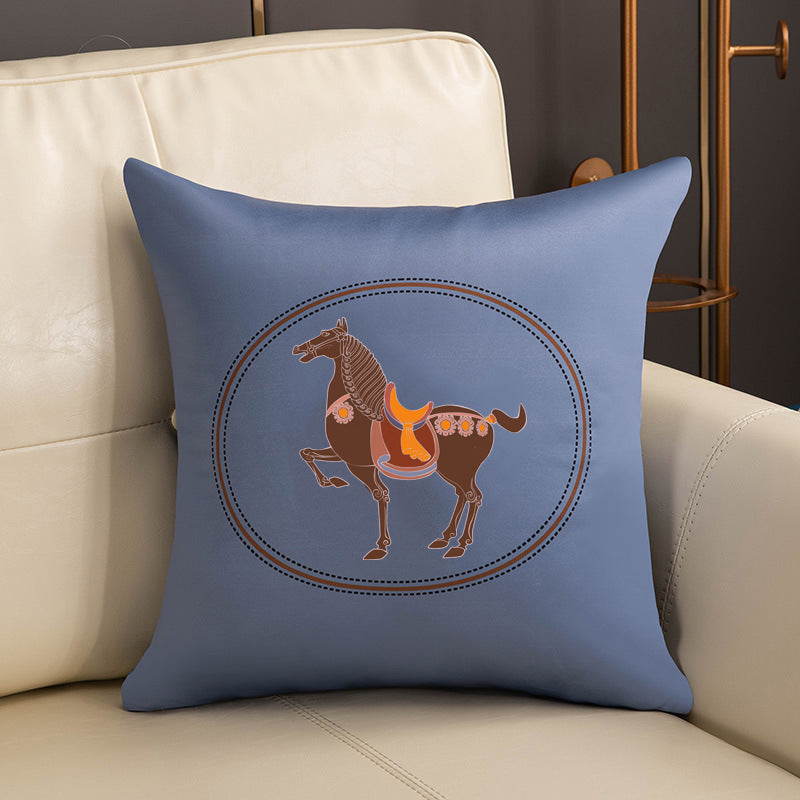 Horse year throw pillow cover sofa cushion simple light luxury high-end silk satin bedroom living room bedside cushion cover