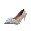 Flats french champagne color wedding shoes fall and winter women's bridal shoes 2025 new arrival hexiu wedding dress two-wear engagement high heels