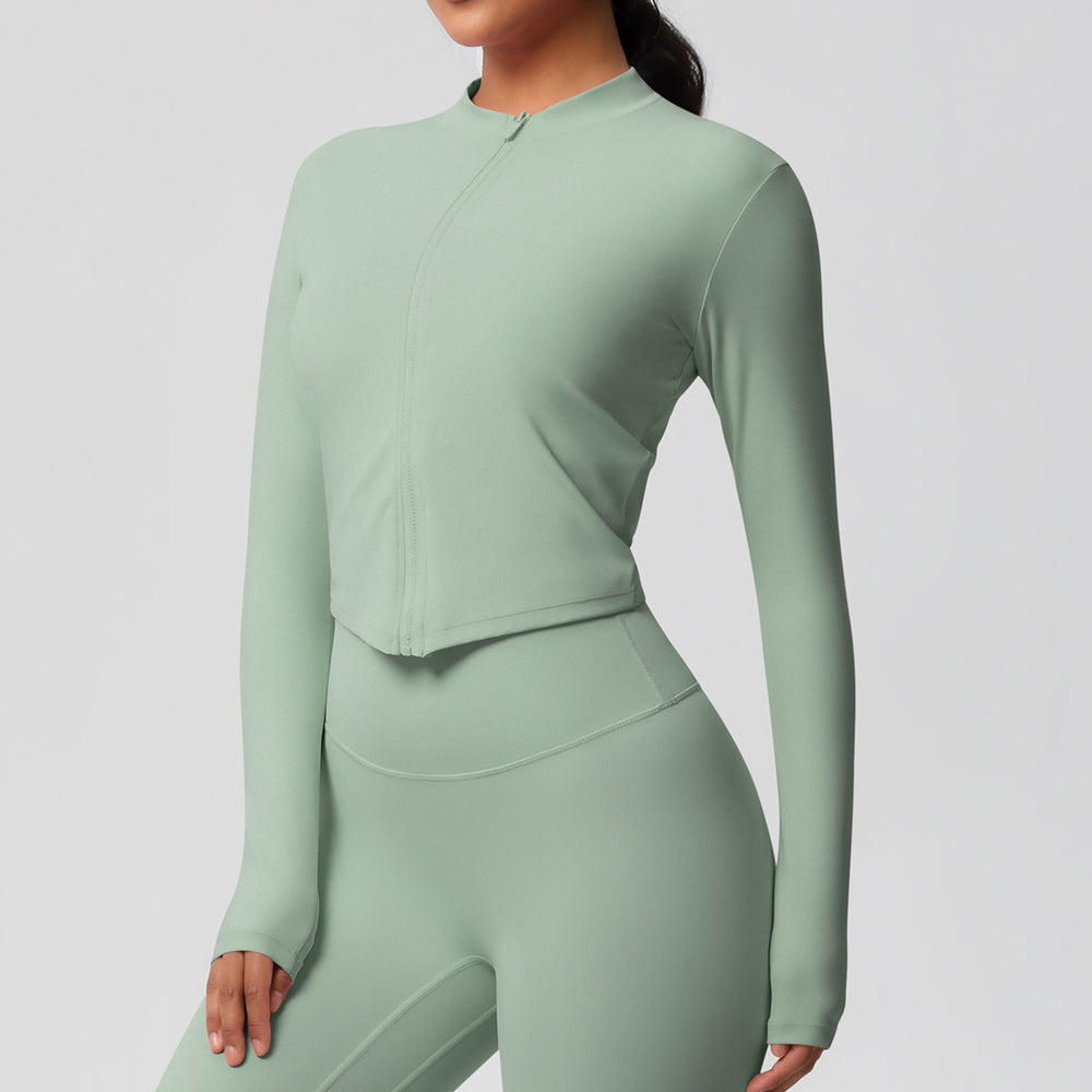 Naked-feel compression zip-up top - quick-dry yoga shirt, perfect for layering, casual wear, running, and fitness. customization available