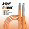 240w silicone 2-in-1 flat cable super fast charging data cable, compatible with apple 17 and huawei mobile phones