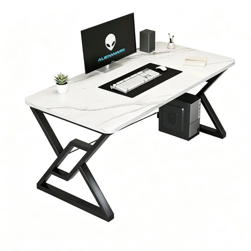 Desk, bedroom, gaming desk, study/writing desk, computer desk with cable management, wide desktop, thickened and reinforced table