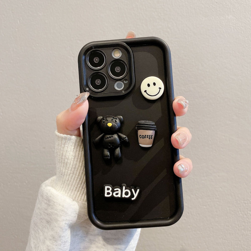 Gaozhu is suitable for apple 16pro stereo smiley face violent bear mobile phone case iphone12/11/xr all-inclusive protection
