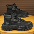Men's work boots: spring outdoor hiking, anti-slip, wear-resistant, work, sports, thick sole, height increasing, black martin boots
