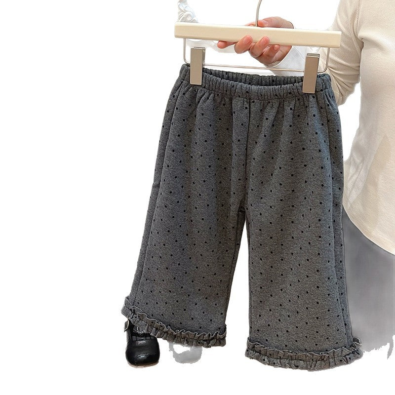 Pre-order: girls' fleece-lined, extra-thick, trendy autumn/winter pants for girls ages 6-12. casual, korean-style, stylish children's clothing