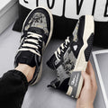 Men's winter breathable versatile casual designer sneakers - unique skate shoes for teens, thick-soled height-increasing canvas trendy footwear