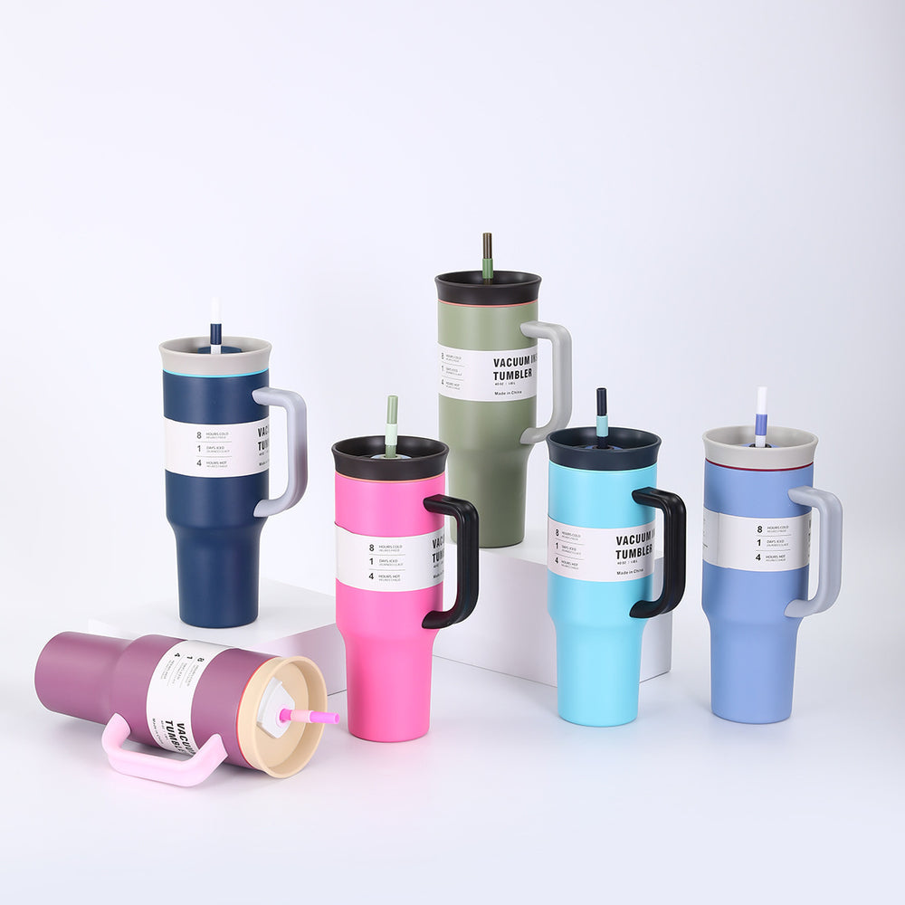 Amazon 40oz large capacity car cup 304 stainless steel vacuum insulated tumbler with straw and handle - ice tumbler