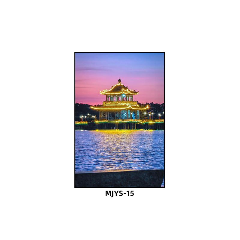 Jieyang ancient city architectural landscape hanging painting hotel box wall decoration painting hot pot restaurant restaurant characteristic cultural tourism mural