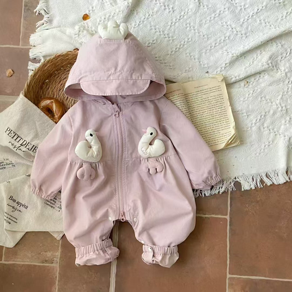 Spring & fall super cute jumpsuit for going out baby jacket autumn clothes baby hooded romper cute going out clothes trendy