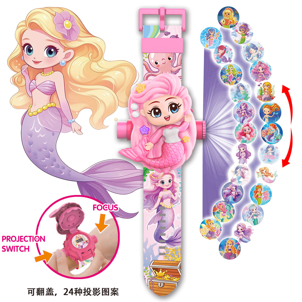 Sanrio kids' projector watch - new 2024 toy for toddlers & girls - cute princess shara light-up early education cartoon watch