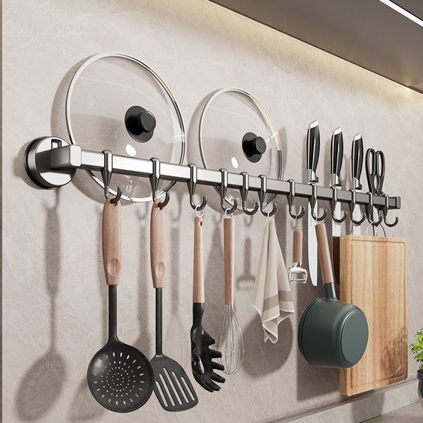 Suction cup type kitchen hook non-punching rod hanging spatula spoon knife holder knife holder hanging shelf wall hanging storage rack