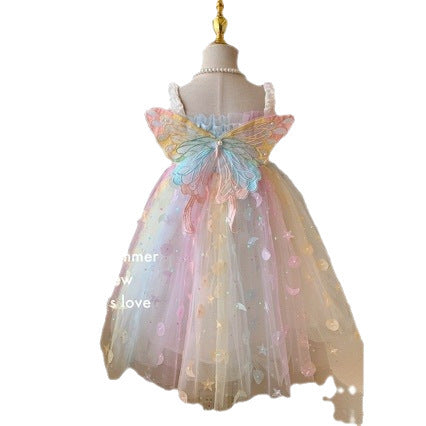 Girls' dresses  summer collection: kids' formal dresses, sundresses, princess dresses, baby dreamy fairy dresses with butterfly and rainbow accents