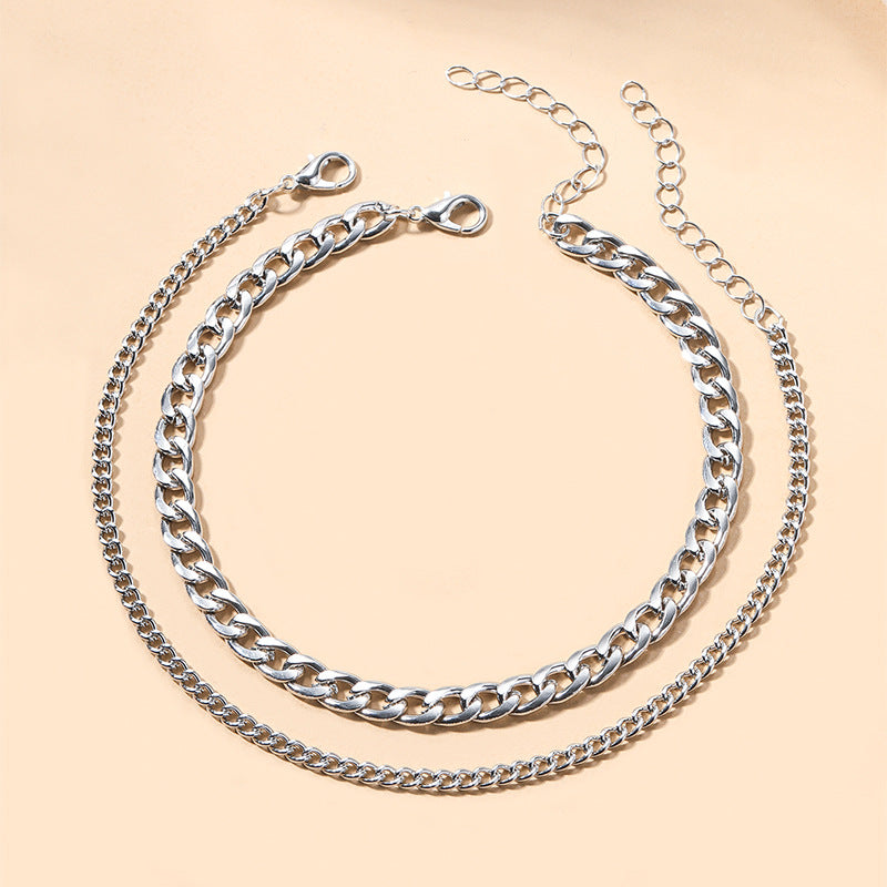 Wholesale alloy anklets: european and american cross-border jewelry, exaggerated and unique designs, trendy multi-layer snake bone anklets for women
