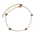 European and american cross-border new jewelry enamel eye pearl anklet - irregular fashion minimalist devil's eye anklet for women
