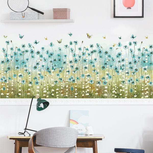 Fresh plant skirting line bedroom living room corridor decorative sticker Nordic style  waterproof wall sticker, small fortune