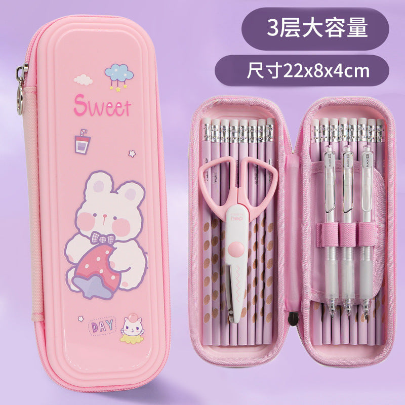 School season pencil case cartoon panda stationery case large capacity primary and secondary school students cute pencil case 2024 new pencil case