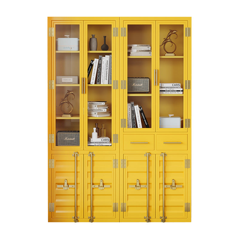 Office File Cabinet Drawer Glass Industrial Wind Iron Cabinet Steel Data File Storage Cabinet Locker