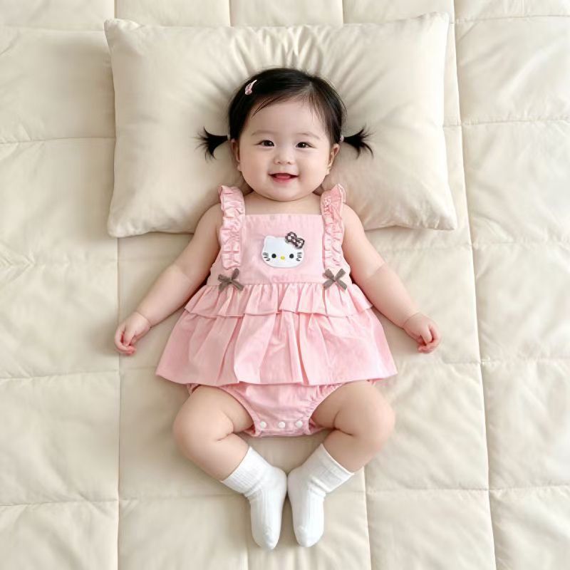 Newborn baby triangle romper - princess style - baby girl's camisole bodysuit - lightweight one-piece outfit for summer