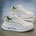 Sports breathable men's shoes spring leather shock-absorbing running shoes youth soft bottom lightweight student white daddy trendy shoes