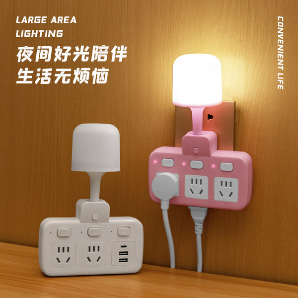Creative learning desk lamp conversion usb socket, multi-function eye protection night light row plug one turn multi-wireless power strip wholesale