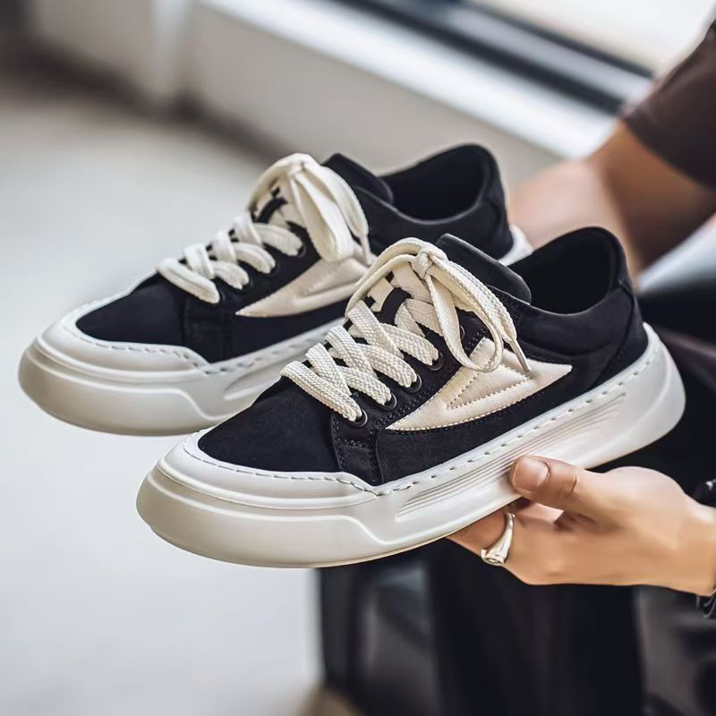 Men's breathable canvas shoes 2025 winter new low-top athletic casual shoes men's soft sole versatile thick sole sneakers