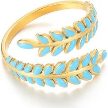 popular stainless steel leaf ring niche design popular versatile colorful oil dripping ring for women wholesale