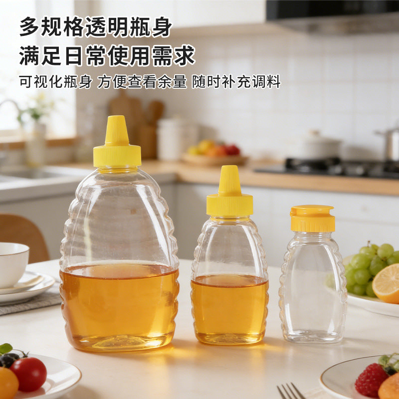 Honey plastic squeeze bottle fried chicken sauce tip cap salad juice squeeze condiment bottle transparent plastic refill bottle wholesale