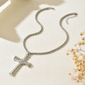 European and american cross-border fashion minimalist ribbed rotating cross necklace, personalized diamond-studded versatile twisted chunky chain choker
