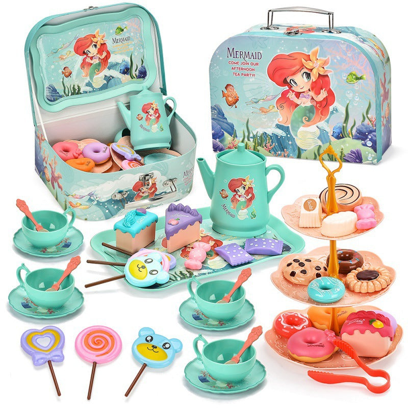 Cross-border export girl play house afternoon tea tea set simulation dessert cake coffee coffee break portable gift box