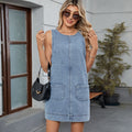 Fashion cross-border export women's clothing new arrival   washed backless casual vest dress suspender skirt