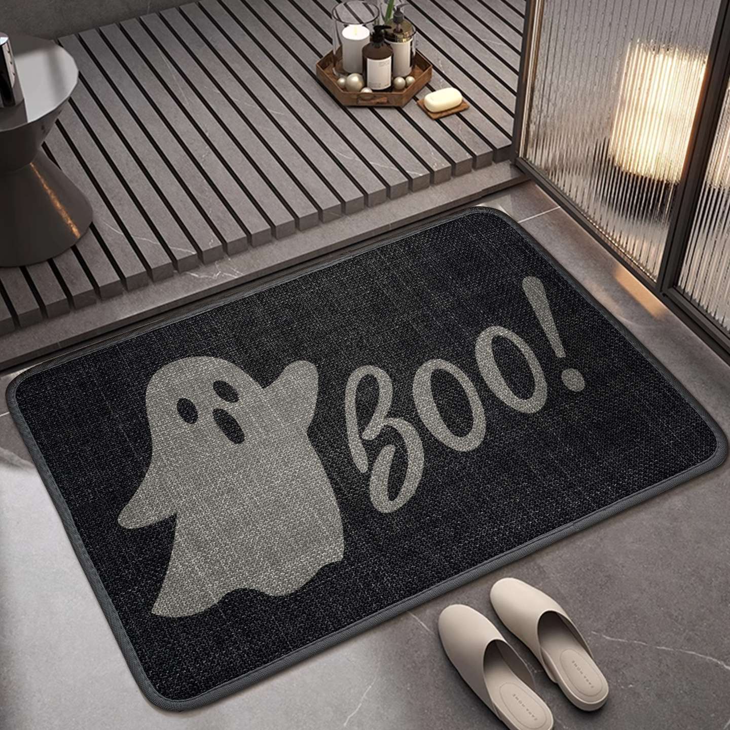 Style woven bathroom non-slip foot mat, toilet absorbent floor mat, toilet dirt-resistant and anti-drop carpet, toilet door mat