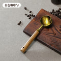 New 430 stainless steel round-head measuring spoon - home kitchen baking tool with beech wood handle for coffee, bean, and milk powder