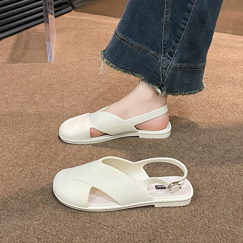 2026new arrival baotou roman sandals for women outwearsummerfrench baotou fairyfrench roman slippers for women