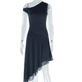 European and american style ins foreign trade women's fashion solid color dress - asymmetrical off-the-shoulder sleeveless dress