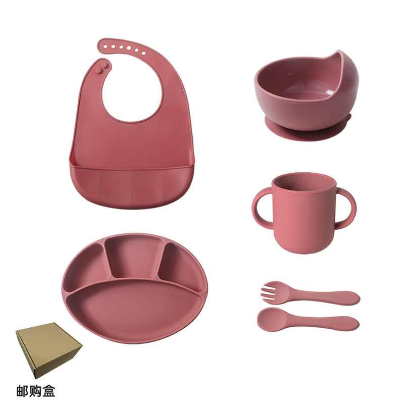 best-selling children's feeding utensil set, food-grade silicone baby food bowl, divided plate, baby spoon