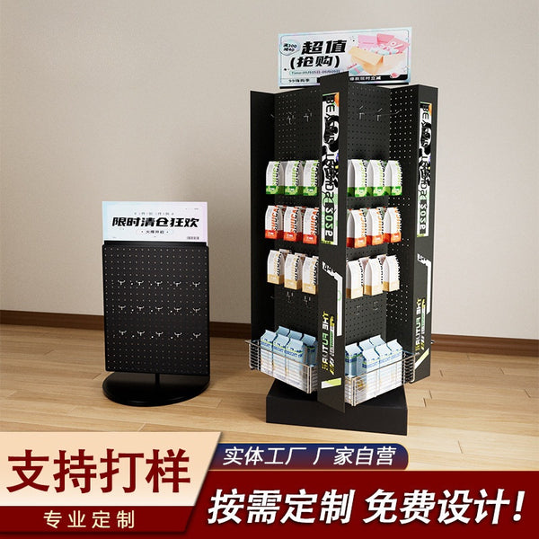 Source factory metal display rack single and double-sided desktop rotating wrought iron shelf supermarket promotional display rack