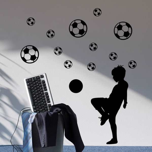 New football and character pattern wall sticker pvc back self-adhesive home decoration wall sticker removable wall sticker