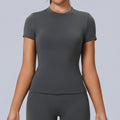 new arrival round neck fitness wear short-sleeved women's quick-drying breathable tight-fitting sportswear outdoor running yoga wear tops
