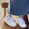 Women's white sneakers - spring 2026 new collection: student style, chunky sole, versatile athletic shoes with graffiti design - trendy & instagrammable