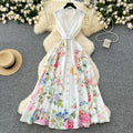 spring new arrival: french chic sleeveless a-line maxi dress with blazer collar, cinched waist, and single-breasted button detail - european & american style print
