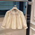 Pre-order: girls' autumn embroidered floral long-sleeve shirt - korean style casual outerwear for baby girls and children