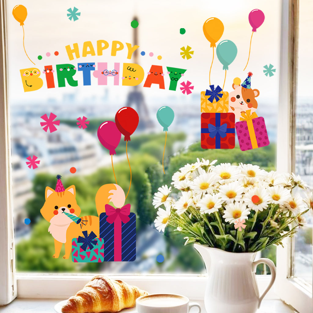 Cross-border new creative gift box balloon home living room bedroom window glass decoration beautiful static sticker