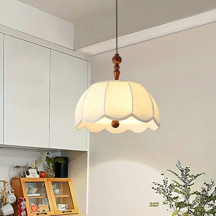 French lace fabric dining table chandelier solid wood top beads soft light fabric b&b restaurant kitchen bar soft decoration atmosphere