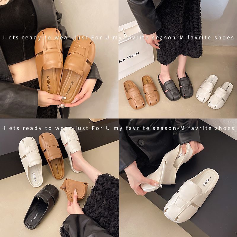 Pvc flat-toe slides - korean style fashion, non-slip, women's summer soft sole mules, slip-on lazy sandals for outdoor wear