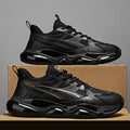 Men's spring casual running shoes - black athletic sneakers for teenagers, junior high students - soft sole, ultra-lightweight, shock-absorbing air cushion running shoes