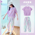 Girls' activewear set -  new stylish kids' fashionable trendy short sleeve casual summer outfit for girls (mid to big kids)