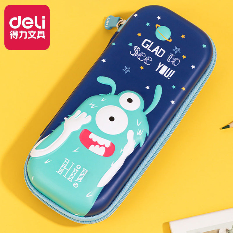 Deli EVA pencil case 3D cartoon robot large capacity pencil case girl stationery case boy girl pencil case