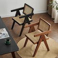 Nordic chandigarh rattan chair solid wood dining chair for home restaurant dining table chair stool armrest back chair rattan chair