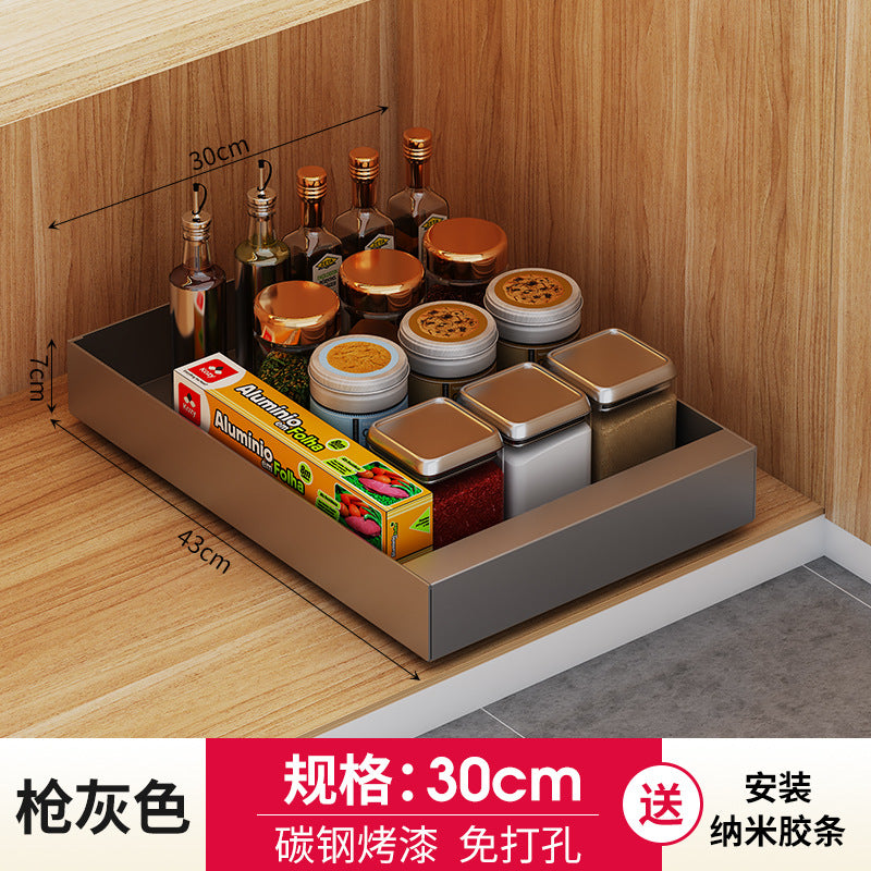 One piece of storage rack, carbon steel delivery, kitchen rack, cabinet, retractable kitchen utensils, storage, smart storage, home multi-function