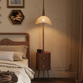 Vintage floor lamp - high-end bedroom solid wood drawer storage rack - mid-century style wireless charging bedside table lamp