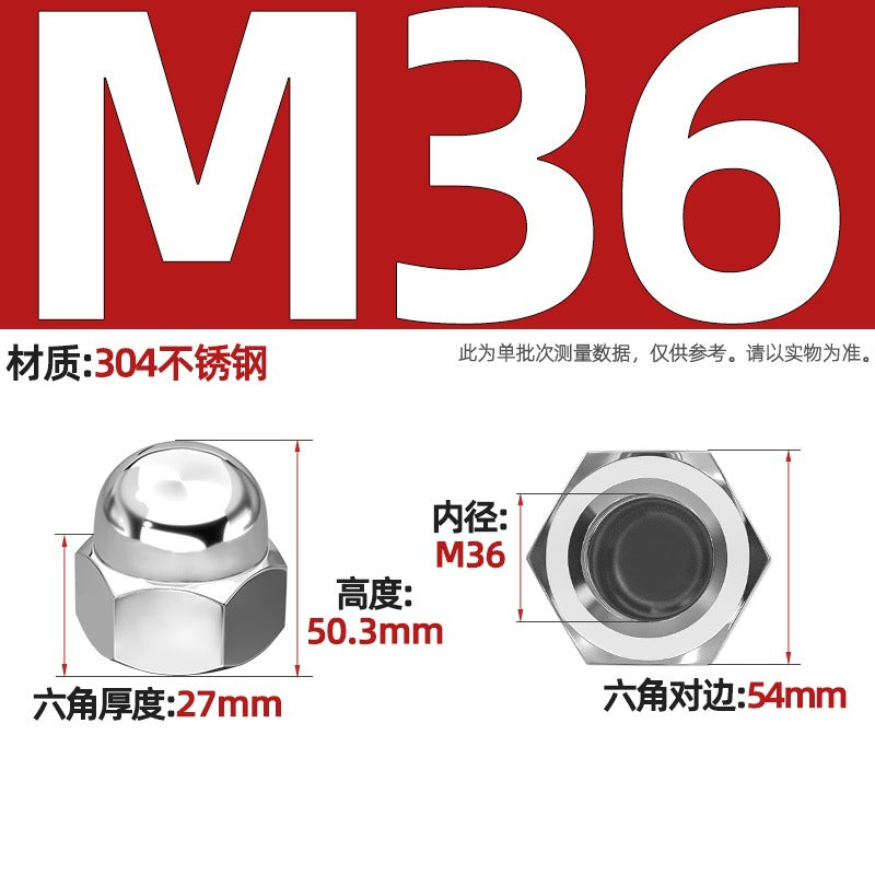 304/201/316 stainless steel round ball head nut cover type decorative screw cap female cap 3M4M5M6M8